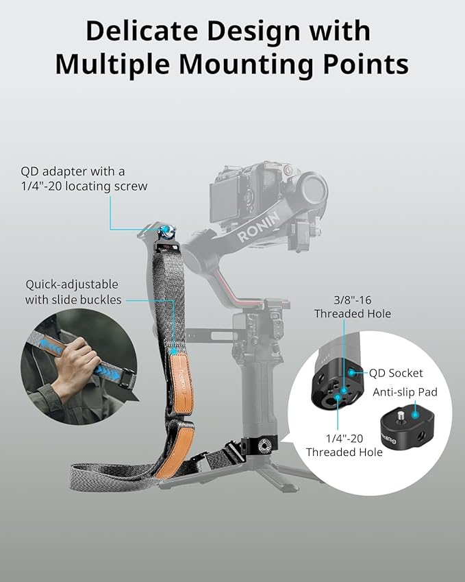 SmallRig RS3 RS2 Weight-Reducing Shoulder Strap Compatible with Sling Handle for DJI, Gimbal Belt with Upgraded QD Quick Release Buckles for DJI RS4 / RS4 Pro/RS 3 / RS 3 Pro/RS 2