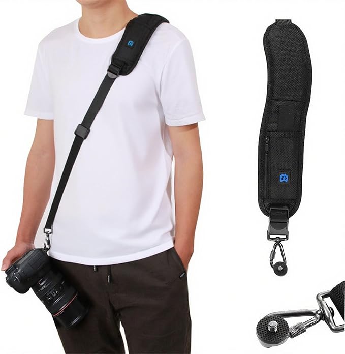 PULUZ Camera Shoulder Strap with Quick Release and Anti-Slip Soft Pad, Adjustable Camera Sling Strap for Photographers