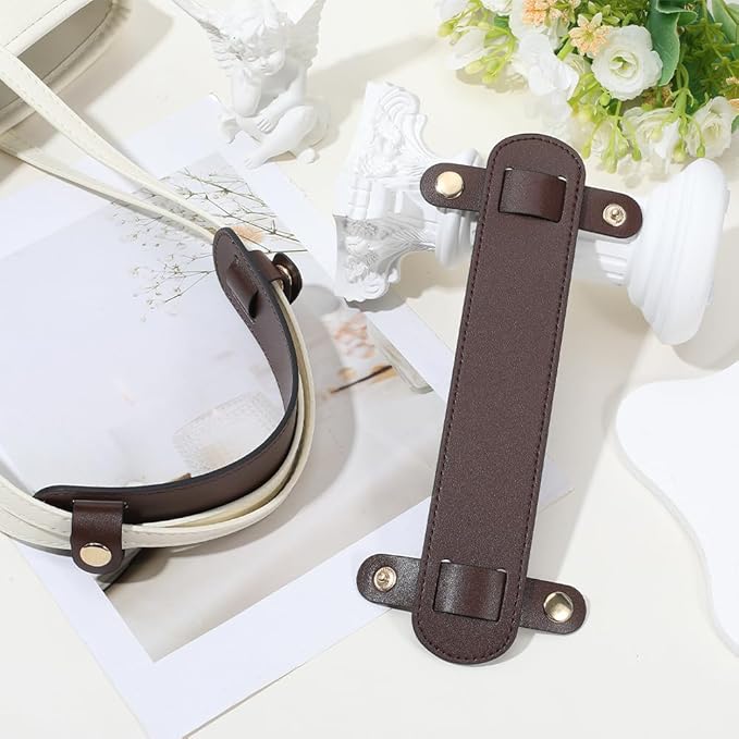 2Pcs PU Leather Strap Pad Bag Shoulder Strap Cushion Protector Detachable Handle Wrap Covers for Pressure Relief Messenger Camera Purse Tote Backpacks Handbags Coconut Brown 9x3.9 Inch