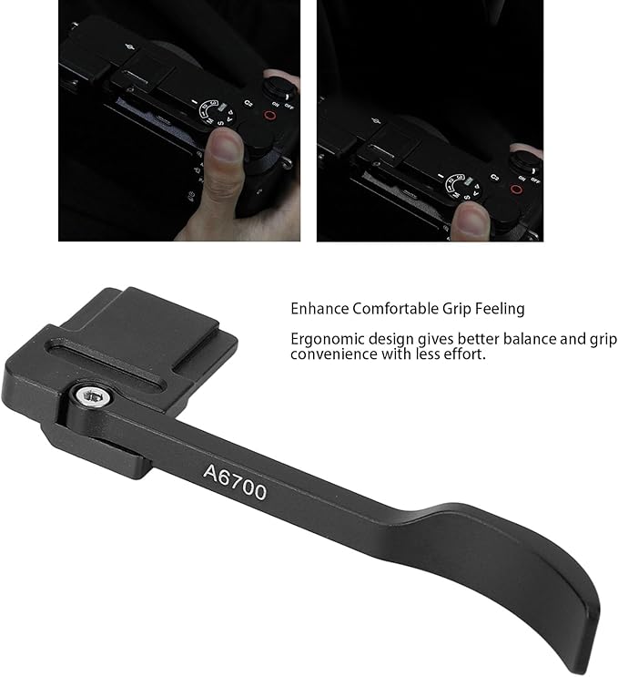 Thumb Up Grip for A6700 Cameras, Metal Thumb Up Rest Hand Grip, Hot Shoe Thumb Grip, for Stable and Hand Hold (Black)