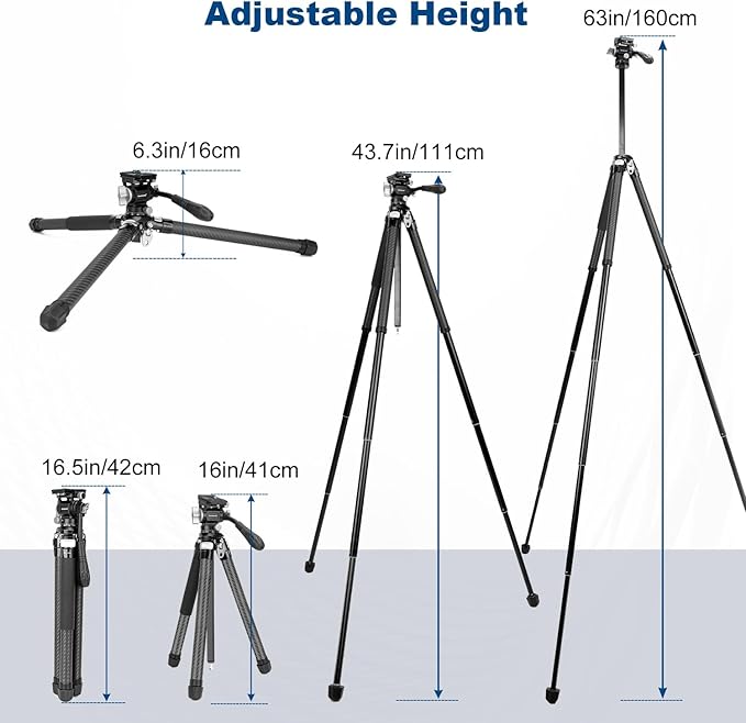 Koolehaoda Video Travel Tripod, 63" Lightweight Camera Tripod with 360° Panorama Fluid Head, Quick Release Leg Setup for Travel, Video, Live Streaming, Vlogging