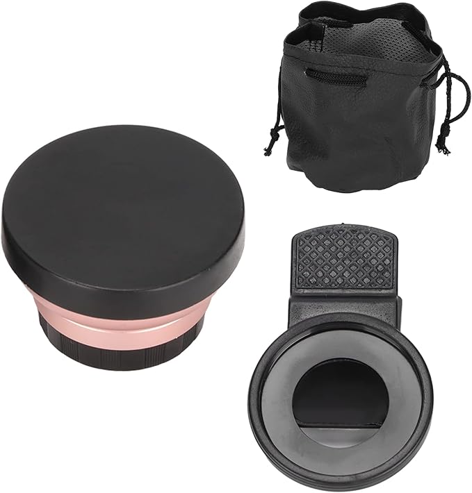 EBTOOLS 2 in 1 Clip on 0.45x Wide Angle+12.5X Macro Lens, Universal HD Camera Lens Kits for Mobile Phones, Tablets, Rose Gold