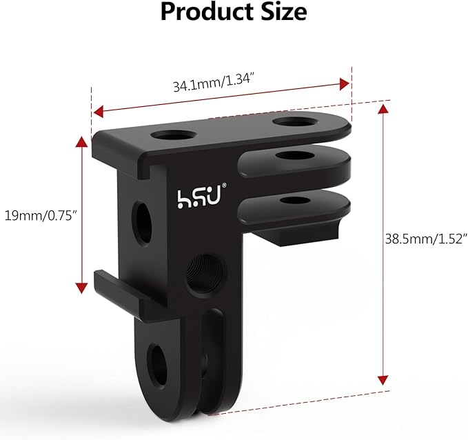 HSU Vertical Mount for GoPro, Aluminum 90 Degree Cold Shoe Direction Adapter, 1/4"-20 Screw Hole Tripod Mount for GoPro Hero 13/12/11/10/9/8/7/6, DJI Osmo Action 4/3 AKASO Action Camera and More