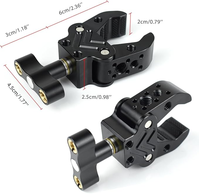 Super Clamp with 1/4" 3/8" Threads, Camera Clamp Mount for LED Lights,Magic Arm, Mic, Wireless Flash Receivers, Triggers, Photography Accessories