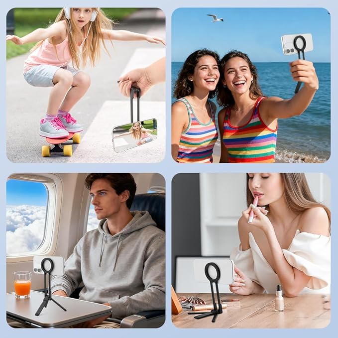 Magnetic Phone Tripod Foldable Aluminum Mini Tripod for i-Phones, Magnetic Pocket Phone Tripods Quick Mount Compatible with Mag-Safe for i-Phones 17/16/15/14/13/12
