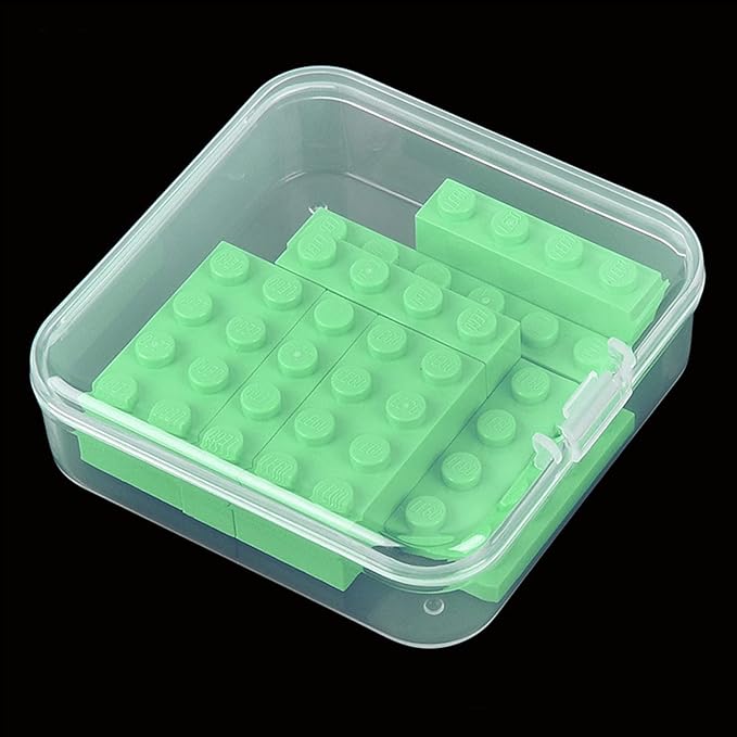 Goodma 100 Pieces Square Empty Mini Clear Plastic Organizer Storage Box Containers with Hinged Lids for Small Items and Other Craft Projects (2.56 x 2.56 x 0.79 inch)