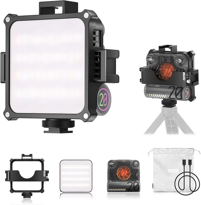 ZHIYUN FIVERAY M20 Bicolor Video Light, [Official] 20W Portable Camera Light, TLCI 97+, Temperature 2700K-6500K with 9 Light Effects, Support Magnetic Attraction and USB-C PD