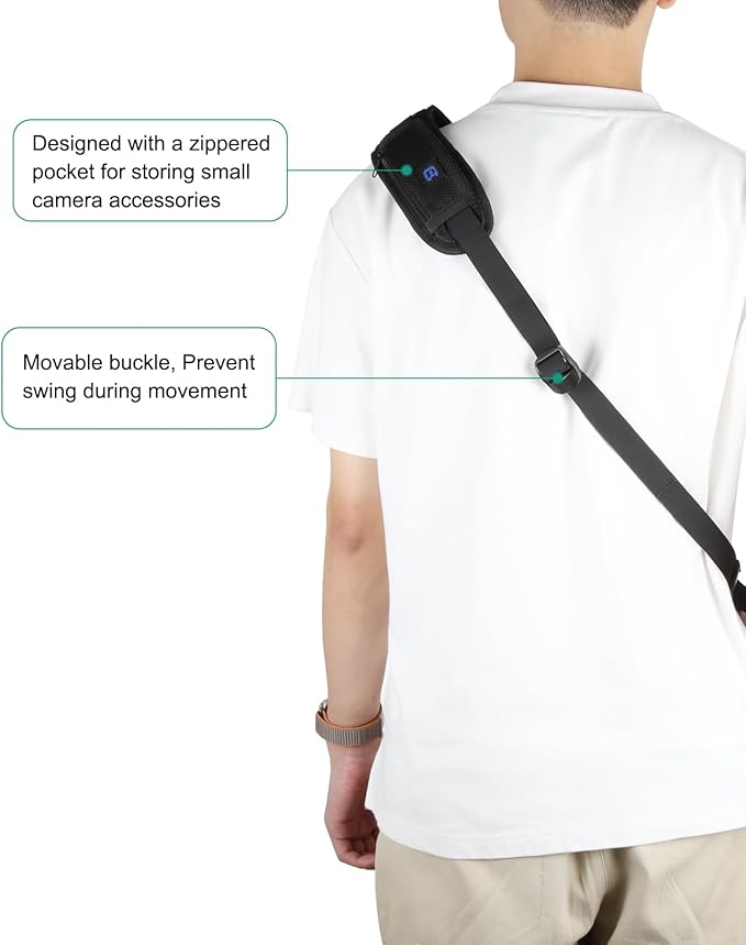 PULUZ Camera Shoulder Strap with Quick Release and Anti-Slip Soft Pad, Adjustable Camera Sling Strap for Photographers