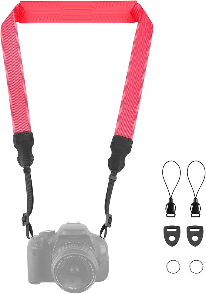 Neck Strap Silicone Camera Straps - Padded Camera Strap, 1.5" Wide Adjustable Nylon Shoulder Strap - Compatible with Canon, Nikon, Sony, and More DSLR and Mirrorless Cameras (Fuchsia)