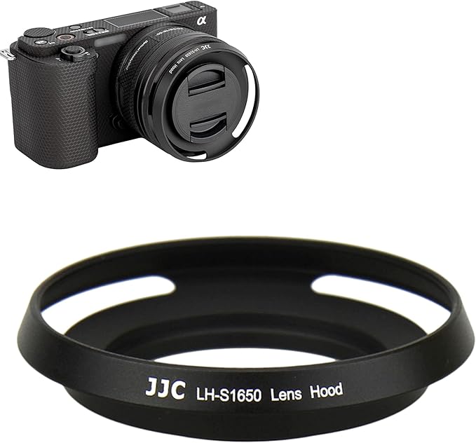 JJC Screw-in Mount Metal Lens Hood Shade Protector for Sony E PZ 16-50mm f/3.5-5.6 OSS & OSS II SELP1650 Lens On Sony ZV-1F ZV1F ZV-E10 A6600 A6500 A6400 A6300 A6100 A6000 A5100 A5000