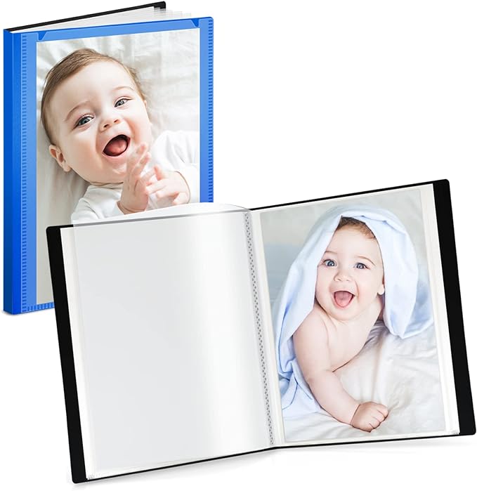 CRANBURY Small Photo Album 4x6 (Blue), 2-Pack 4 x 6 Photo Book, 24 Pockets Shows 48 Pictures, Mini Plastic Picture Album Binder with Customizable Cover
