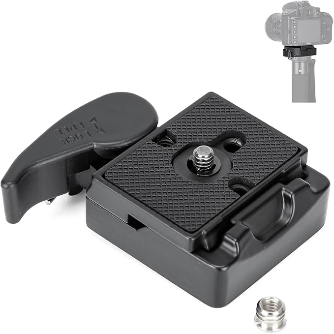 koolehaoda Camera Quick Release Plate 323 RC2 Aluminum Rapid Connect Adapter with 1/4" and 3/8" Screw Mount Plate Fit for Manfrotto Tripod Monopod Head