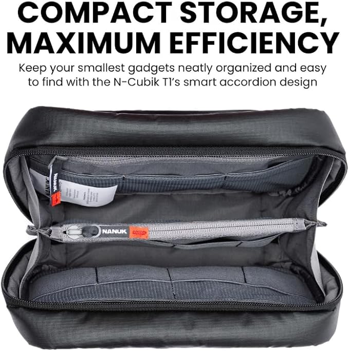 NANUK N-Cubik T1 Camera Bag Insert – Compact Water-Resistant Pouch – Shockproof Protective Camera Insert for Backpack – Perfect for Accessories & Gear (10” x 6.3” x 2”)