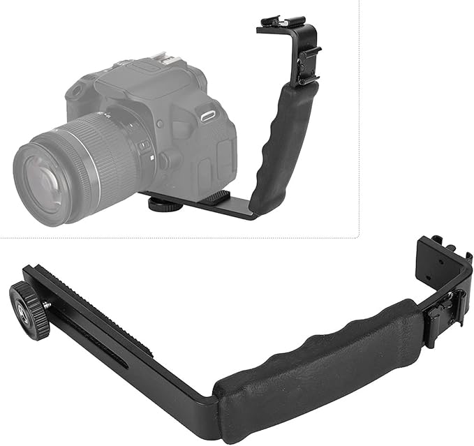 Flash Bracket, Camera Flash Mount Bracket Dual Hot Shoe Extension Bar Camera Accessories for Lights Monitors Microphones