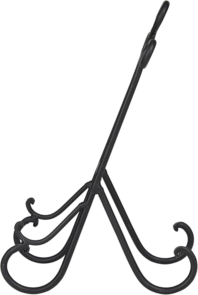 Deco 79 Metal Display Easel Scroll Tabletop Easel, Display Stand 6" x 10" x 14", Black