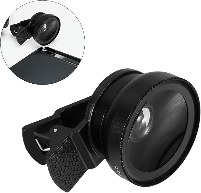 POPETPOP Universal Clip-on Phone Lens Kit Wide Angle Macro Lens for Smartphone Photography Portable Lightweight Black for Travel and Vlogging