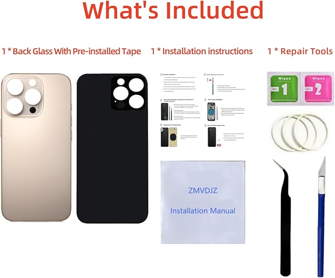16 Pro Max Back Glass Replacement for iPhone 16 Pro Max Back Cover Glass (Desert Titanium, 6.9 inches) with Pre-Installed Tape +Installation Instruction + Repair Tools (Desert Titanium)