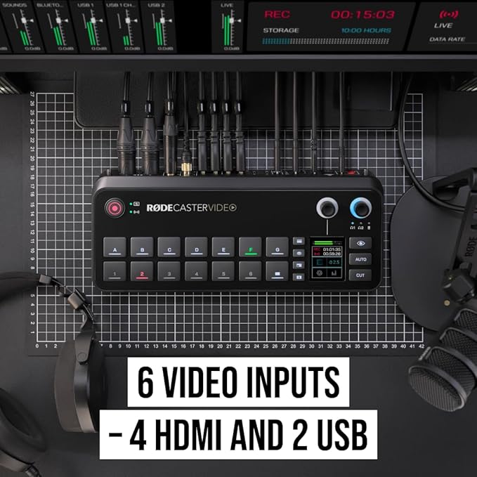 RØDE RØDECaster Video – Professional Video Switcher and Audio Interface – Multi-Camera, 6 x Video Inputs (HDMI and USB), 1080p60, Multi-Source Scenes