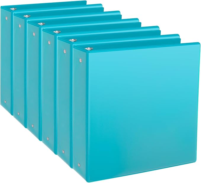 CIXILDTS 1.5-inch Round Ring Binder, Durable 1-1/2" 3 Ring Binder Fit Letter Size Paper, Light Blue, 6-Pack