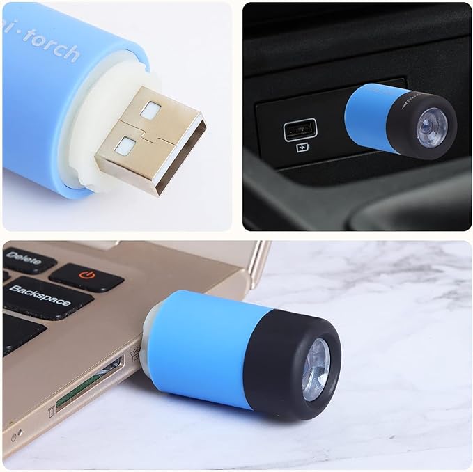 UCEC Mini Keychain Flashlight, Travel Flashlight USB Torch Rechargeable Colorful LED Flashlight High-Powered Pocket Keychain Flashlights, 3 Pack