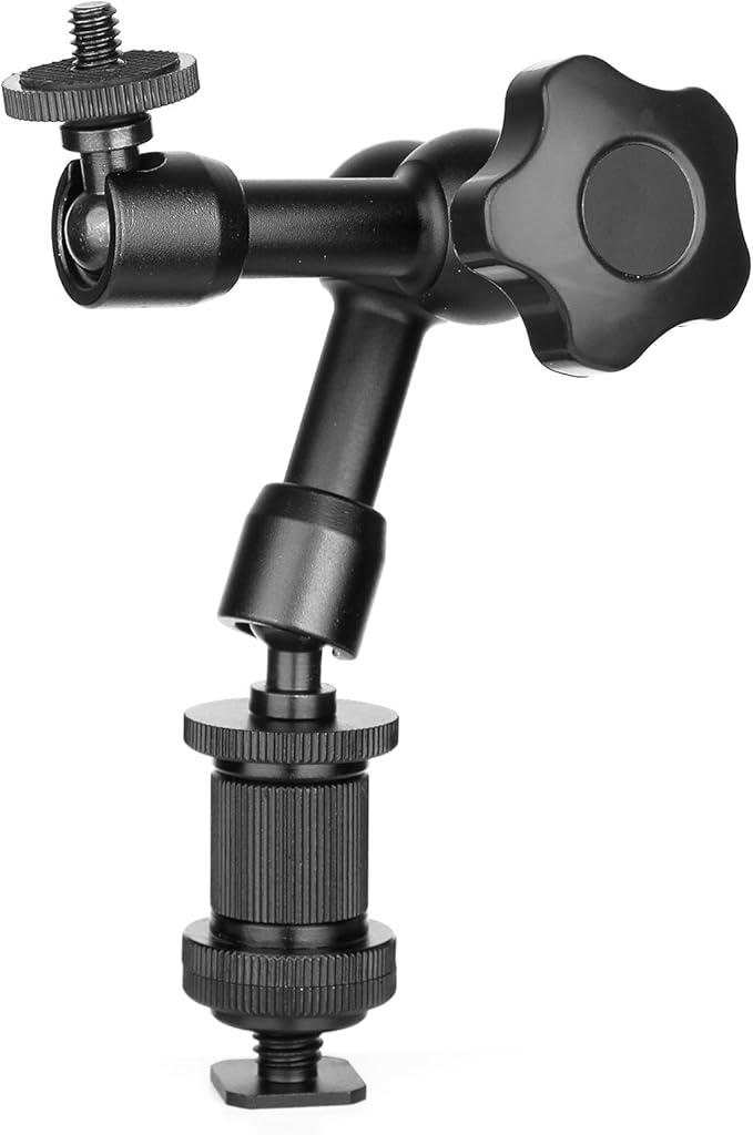 ChromLives 7'' Magic Arm, Articulating Magic Friction Arm Adjustable with Hot Shoe Mount 1/4'' Tripod Screw Compatible with DSLR Camera Rig/LCD/DV Monitor/LED Lights/Flash Light/Microphone