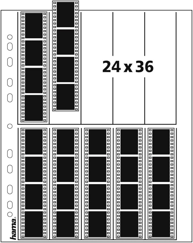 Hama 2252 Negative File Storage Sleeves, Each Holding 10 Strips of 4 (24 x 36 mm) Frames, Glassine (Pack of 25)