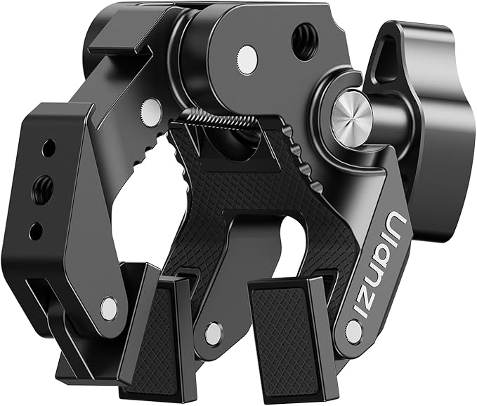 ULANZI CO78 Super Clamp Mount f Camera Rig – Multi-Point Metal Grip w 1/4" & ARRI Locating Pins + Cold Shoe Mount f Action Cam, Monitor & LED Lights, 3-Jaw Designed f Banister,Handlebar, Desk,Branches