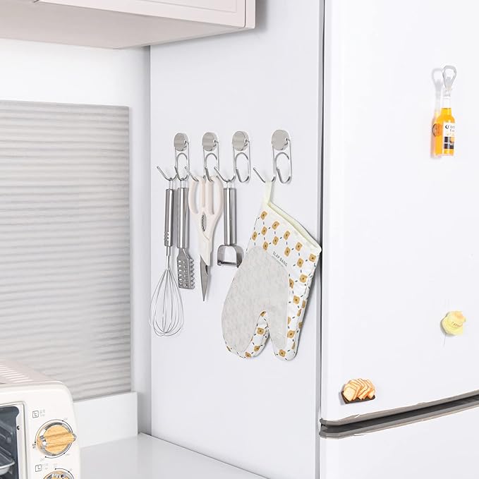 Buelkmag Magnetic Hooks 80Lbs+ 304 Stainless Steel Hooks Heavy Duty Magnets Hanging Hooks for Refrigerator Grill Toolbox Cabins Outdoor,2026 Cruise Essentials Camper Accessories 4pack(Silver)