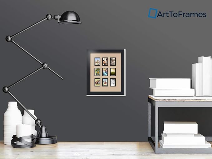 Art to Frames Double-Multimat-78-782/89-FRBW26079 Collage Photo Frame Double Mat with 9-2x3 Openings and Satin Black Frame