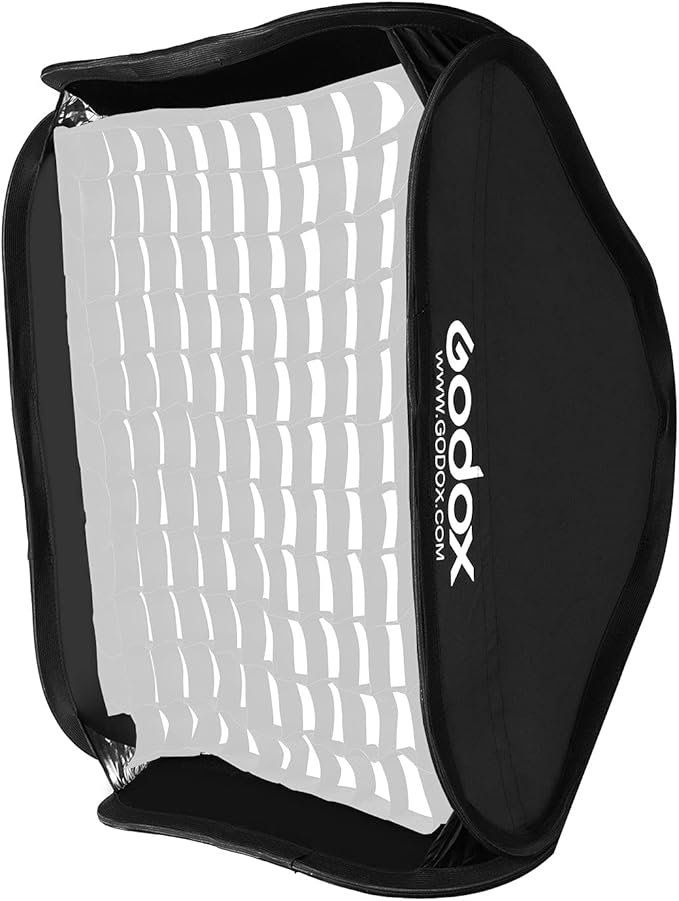 Godox 32"x 32" /80x80cm Foldable Flash Softbox Kit with Grid, S-Type Speedlite Bracket Bowens Mount and Carring Case for Camera Flash Speedlight Studio Portraits,Product Photography,Video Shooting
