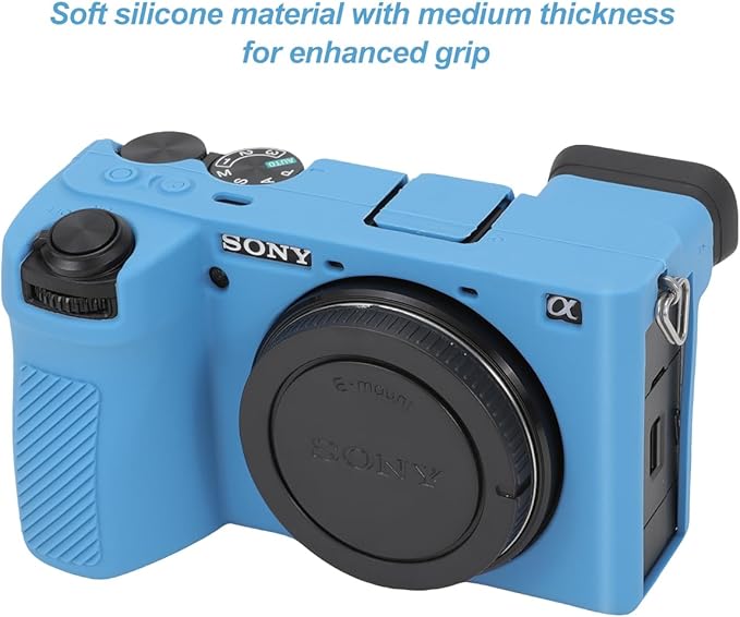 Pocoukate Case for Sony Alpha 6700 Camera, Soft Silicone Protective Cover Skin with A6700 Screen Protector Accessories for Sony Alpha 6700 Camera Silicone Case - Blue