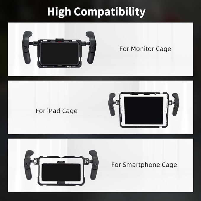 Nitze Side Handle Kit with 1/4" Screw and Retractable Locating Pins, 360° Adjustable Left and Right Side Handles for Smartphone/iPad/Monitor/Camera Cages - PA32D