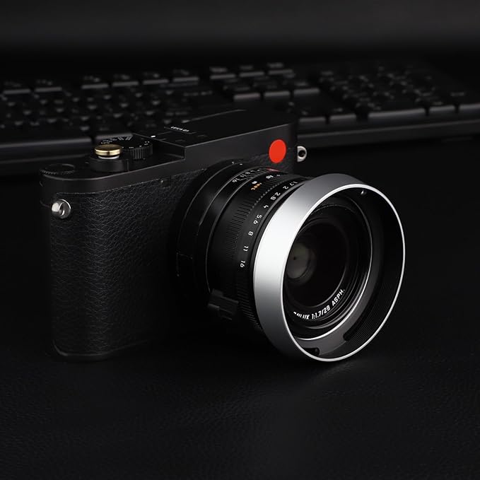 Haoge Metal Lens Hood Shade for Leica Q3 Q3 43 Q2 Q-P QP Q Typ 116 Typ116 Camera Silver LH-LQOS