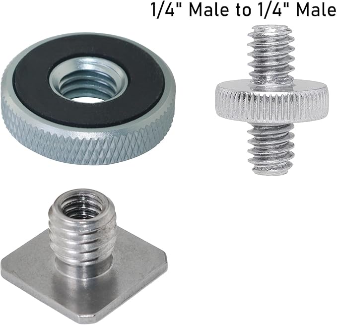 Stainless Steel Hot Shoe Mount 3/8 Male to 1/4 Female Single Level Silver Gray 1/4 Male to 1/4 Male Adapter Screws Camera Flash Accessory DSLR Camera Universal For Video Light Monitor