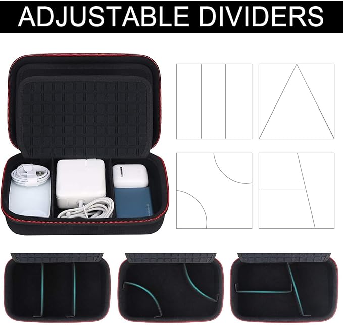Canboc Hard Travel Electronic Organizer Case for MacBook Power Adapter Charger, Cable, Mouse Power Bank, Apple Pencil, USB Flash Disk, SD Card, Small Portable Accessories Bag, Black