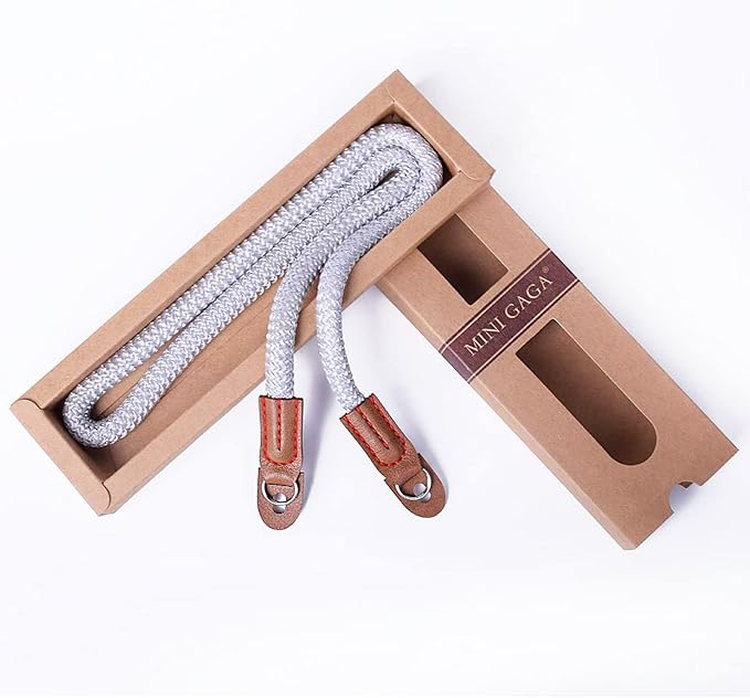 MINI GAGA DOROM Vintage Handmade Cotton Leather Rope Camera Neck Strap for Micro Single and DSLR Camera Long Silver
