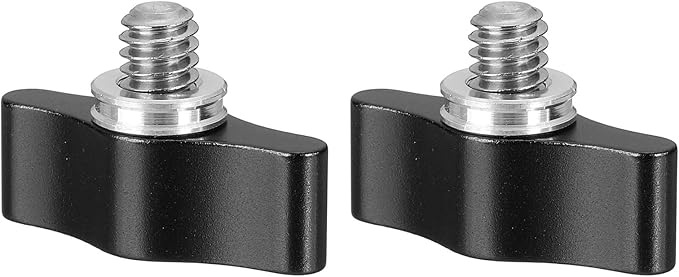 PATIKIL Clamping Screw Knob 1/4" x 0.75", 2Pcs Aluminum Alloy t Shaped Camera Thumb Screws for DSLR Flash Bracket Light Stand Adapter Action Sports Camera Mounting System, Black
