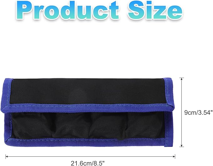PATIKIL Camera Battery Pouch Case, 4 Pocket Nylon DSLR Battery Case Holder Storage Bag for AAA, LP-E6, LP-E8, NP-FW50, EN-EL14, EN-EL15 Batteries (Blue)