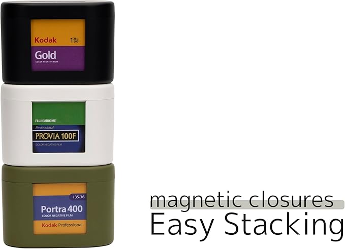 Film Storage Box with Double-Sided Film Label Holder, 135film,Magnetic Stackable(White)