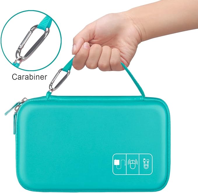 Canboc Hard Travel Electronic Organizer Case for MacBook Power Adapter Charger, Cable, Mouse Power Bank, Apple Pencil, USB Flash Disk, SD Card, Small Portable Accessories Bag, Green