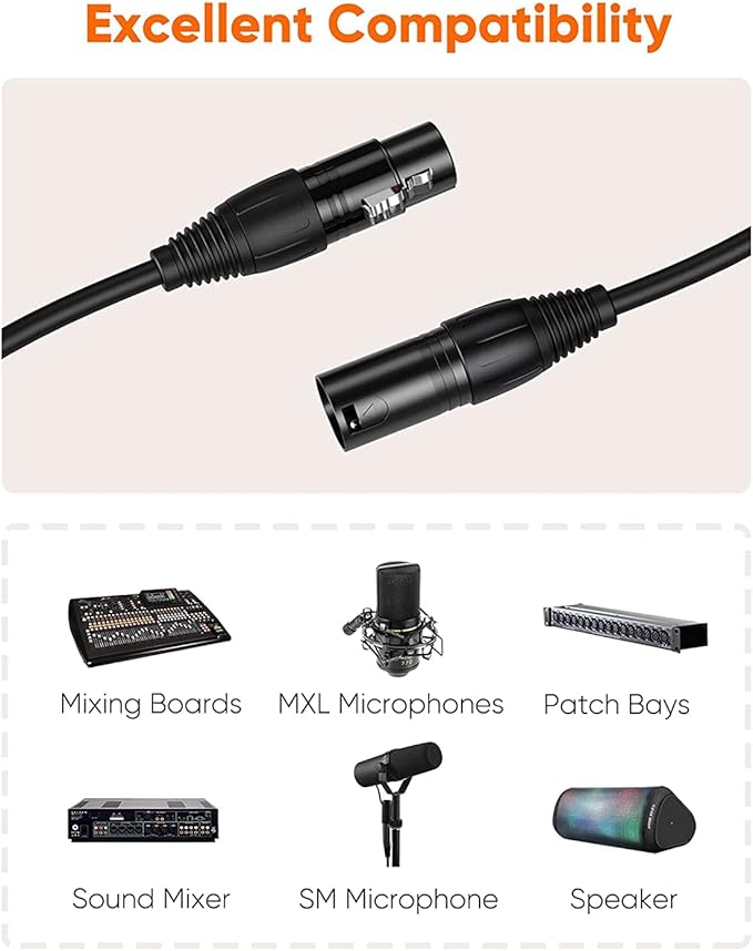 CableCreation 5pcs Short XLR to XLR Cable 3FT, Microphone Cable Male to Female Balanced 3 PIN Compatible with Shure SM Microphone, Behringer, Speaker Systems, Radio Station, PA, Black