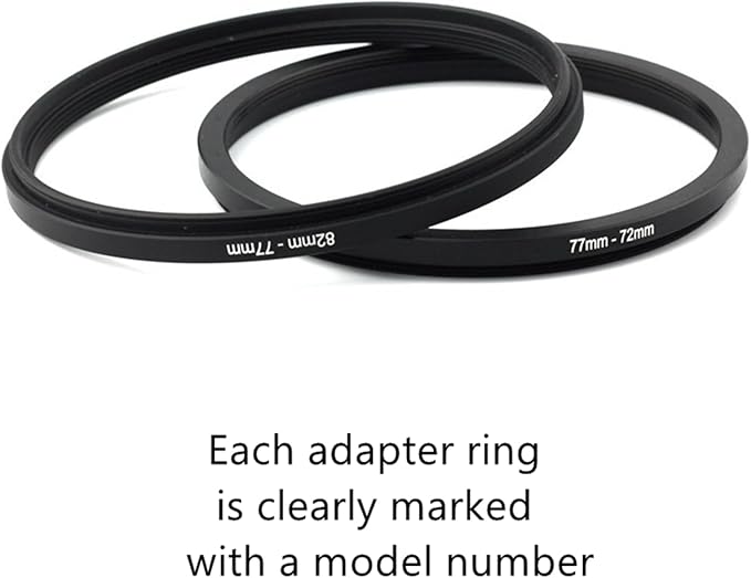 Filter Ring Adapter Set 18 Pieces, Camera Lens Filter Stepping Rings Kit, Lightweight and Durable Aluminum, 9 Pcs Step Up Rings Set and 9 Pcs Step Down Rings Set, Black