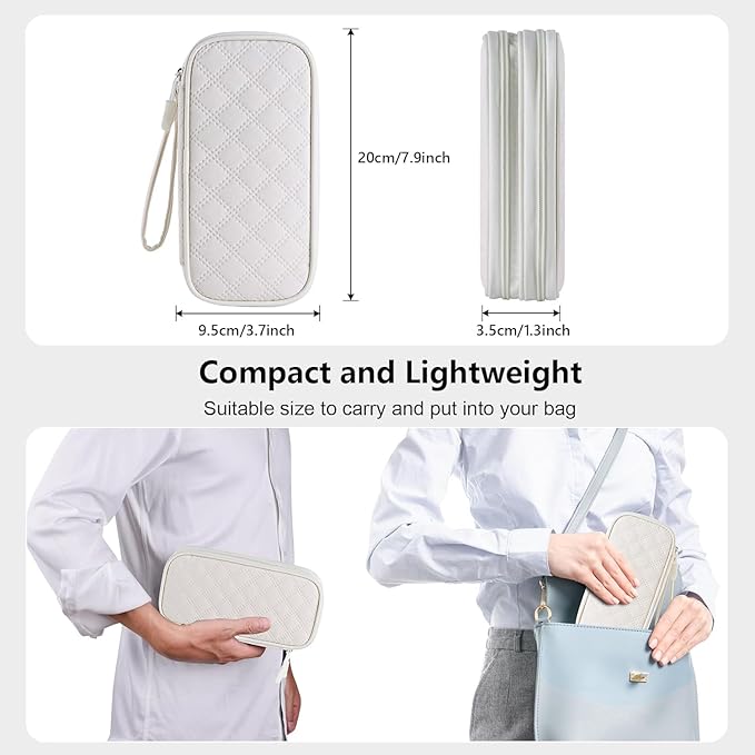 COOTHINE USB Flash Drive Holder Case, Portable Storage Bag Organizer for Samsung/Sandisk Memory Stick/Thumb Drive/Jump Drive/SD Card, with 18 Slots (White Beige)