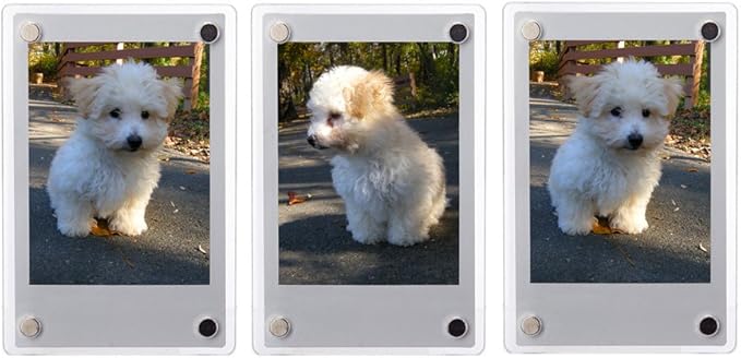 FoRapid 3" Dual Sided Clear Acrylic Refrigerator Magnetic Photo Frame, Frameless Display Compatible with Fujifilm Mini 9 8 8+ 2x3 Photo