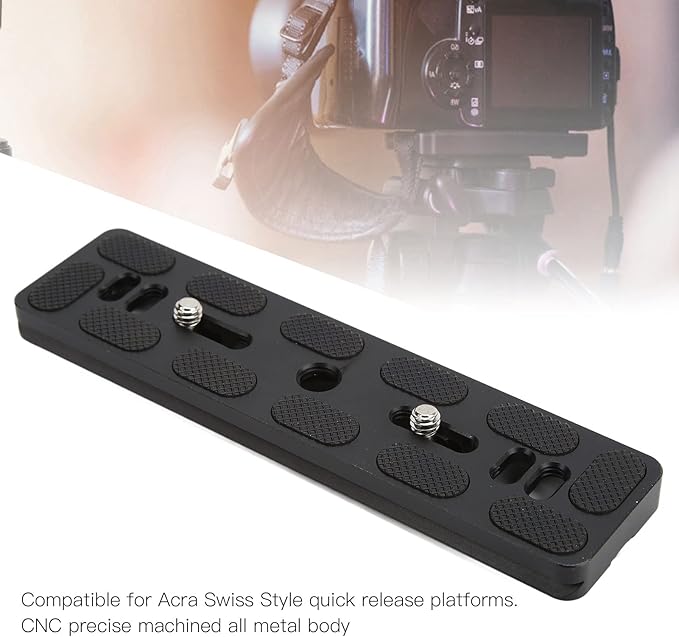 Quick Release Plate with 1/4 Inch Screw and D Ring, Arca Swiss Standard QR Plate for Camera Tripod Ball Head, Aluminum Alloy with Anti - Slip Rubber Pads (150mm)