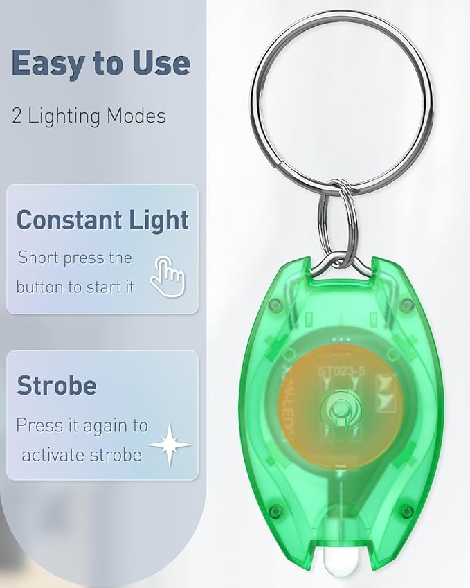 Uniclife 5 Pack LED Keychain Flashlight Mini LED Keychain Light 14 Lumen Portable Ultra Bright Battery Powered Key Ring Torch for Outdoor Camping Hiking and Emergency Lighting, 5 Colors of Shells