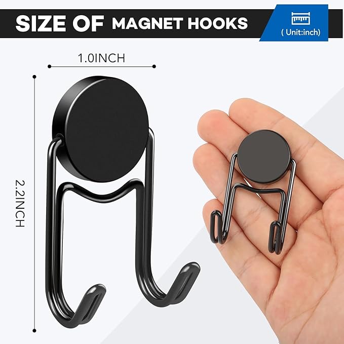 LOVIMAG Magnetic Hooks, 50lbs+ 2026 Cruise Cabin Ship Essentials Magnet Hook Heavy Duty Strong Magnets Refrigerator Fridge Hanging for Classroom Beach Vacation Kitchen Home Must Haves 5 Pcs (Black)