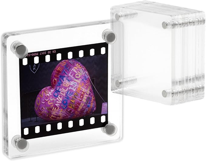 GDSZDDXX Premium Acrylic Magnetic Reversal Film Holders, 6 Packs Archival Storage High Transparency Display Holder for Reversal Film 35mm