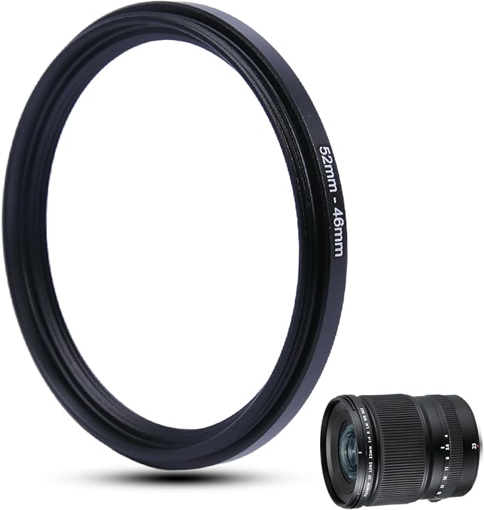 Metal Step Down Ring Filter Adapter - 52mm to 46mm - Metal Ring Step Down Rings Adapter Filter Compatible with All 46mm UV, CPL, ND, Lens Hood, Threaded Lens ect