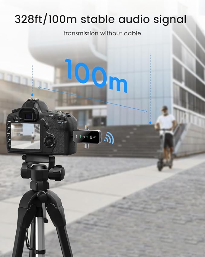 PQRQP 3-in-1 Mini Microphone for iPhone/Android/Camera, Hi-Fi Audio, Wireless Microphones, 328ft Range, 20H Battery, Lapel Mic with Noise Reduction for Live Streaming, TikTok, YouTube (Graphite Gray)
